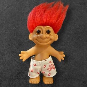 Russ Troll Huggable. Doll with Red Hair and White Shorts